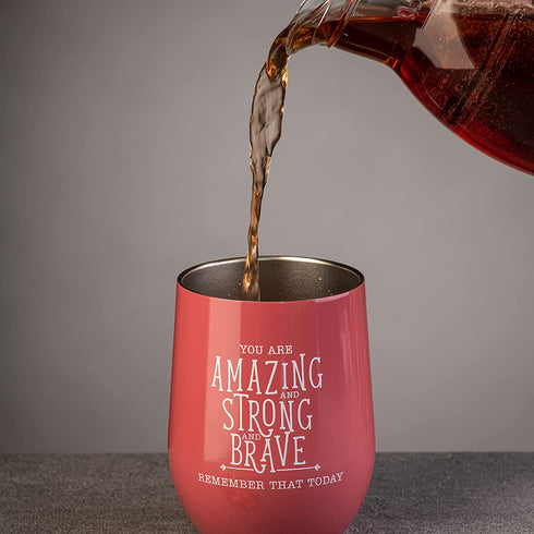 DiverseBee Inspirational Thank You Gifts for Women, Mom, Sister, Wife, Girlfriend, Boss, Coworker, Nurses, Best Friend, Encouragement Birthday Wine Gifts - Insulated Wine Tumbler Cup with Lid (Ruby)